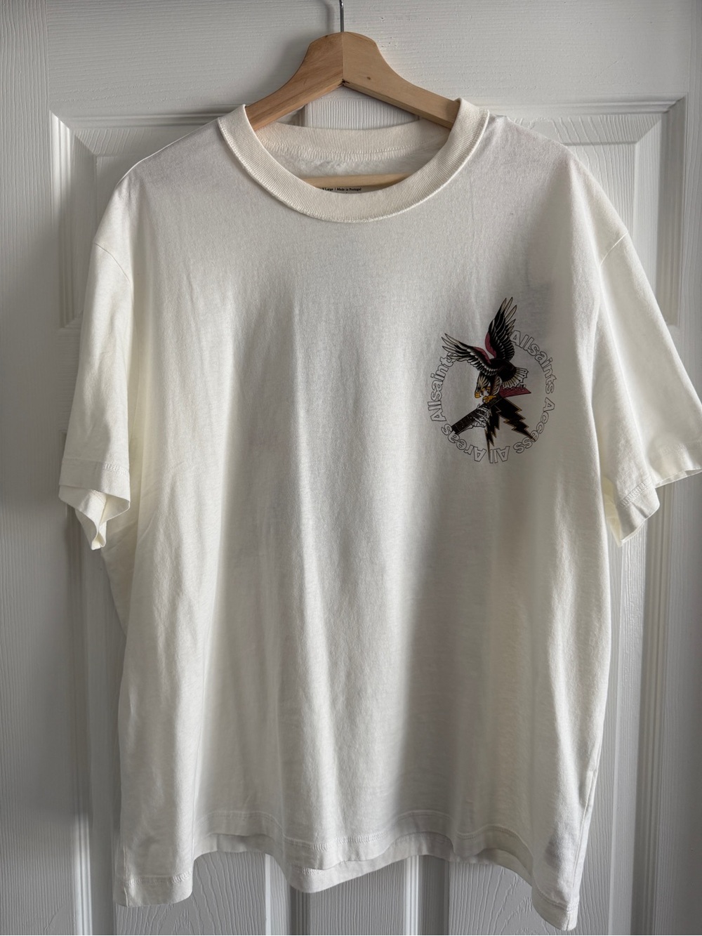 All Saints Fret SS Crew T-Shirt - Men’s Size XL - Chalk White - NWT